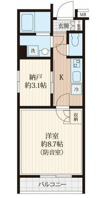 横浜市保土ヶ谷区宮田町2丁目楽器可（グランドピアノ・弦管楽器・木管楽器・金管楽器・声楽・DTM）マンション 間取り