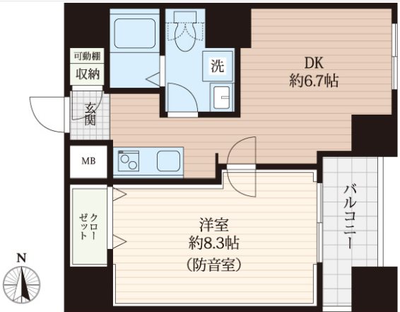 中野区中央4丁目楽器可（防音・24時間演奏・グランドピアノ・管弦楽器・声楽・DTM)マンション 間取り