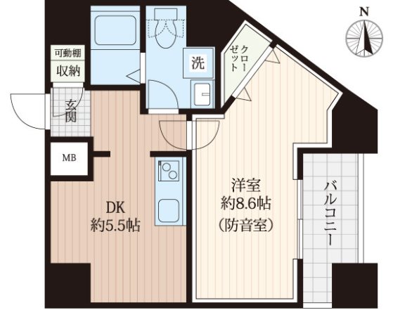 中野区中央4丁目楽器可（防音・24時間演奏・グランドピアノ・管弦楽器・声楽・DTM)マンション 間取り
