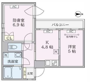 練馬区豊玉中3丁目楽器可（防音・24時間演奏・グランドピアノ・弦・管楽器・声楽・DTM）マンション 間取り