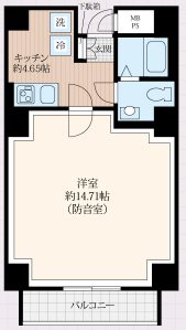 中央区日本橋小舟町3丁目楽器可（防音・24時間演奏・グランドピアノ・弦管楽器・声楽・DTM）マンション 間取り