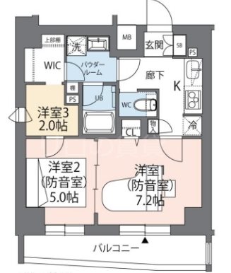 大田区山王1丁目楽器可（防音・24時間演奏・グランドピアノ・管弦楽器・声楽・DTM）マンション 間取り