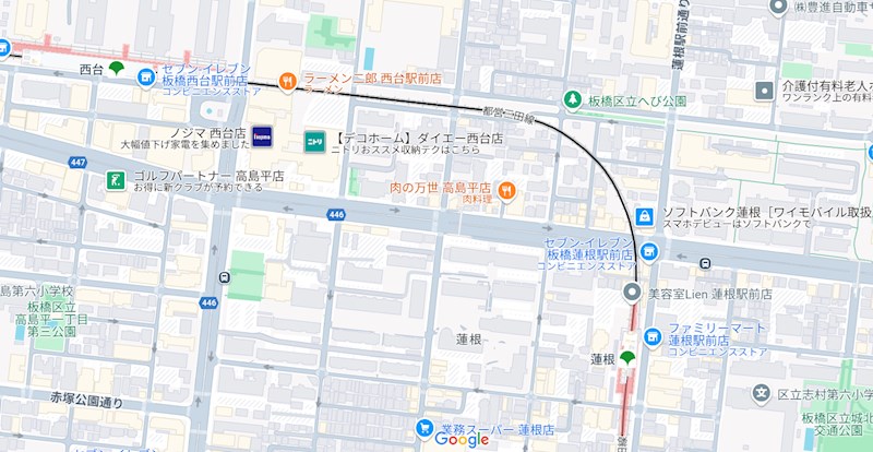 板橋区蓮根3丁目楽器可（防音・グランドピアノ・弦木金管楽器・声楽）マンション 地図（共通）
