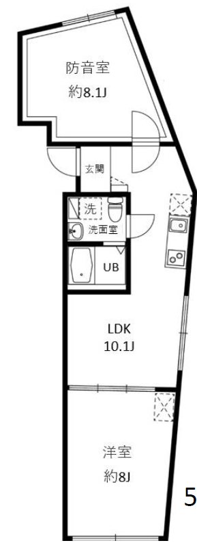 板橋区小豆沢2丁目楽器可(防音・24時間演奏・グランドピアノ・弦・管楽器・声楽)マンション 間取り