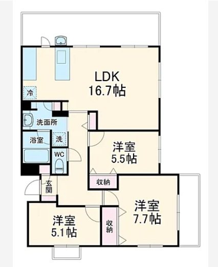 川崎市多摩区登戸楽器可（ピアノ・管弦楽器）マンション 間取り