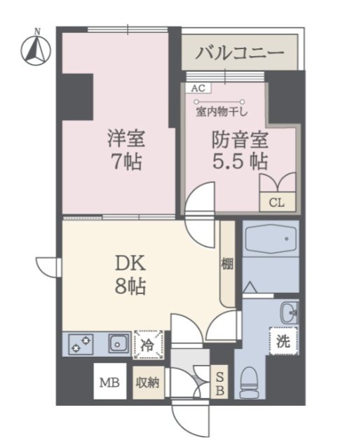 板橋区板橋2丁目楽器可（防音・24時間演奏・ピアノ・管・弦・声・DTM）マンション 間取り