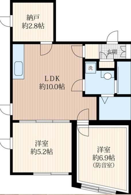 板橋区双葉町6丁目楽器可（防音・24時間演奏・グランドピアノ・弦管楽器・声楽・DTM）マンション 間取り