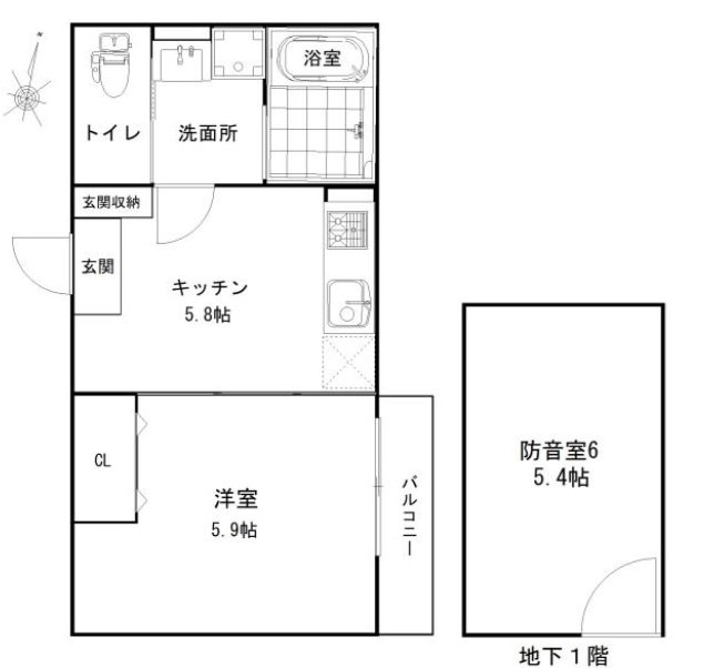 川崎市高津区千年楽器可（防音・ピアノ・弦・管楽器・声楽・打楽器・ＤＴＭ）マンション 間取り
