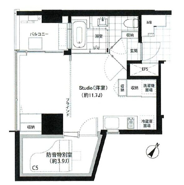 中央区新川2丁目楽器可(防音・24時間演奏・グランドピアノ・弦・管楽器・声楽) マンション 間取り