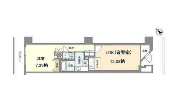目黒区大橋2丁目楽器可（防音・ピアノ・弦楽器）マンション 間取り