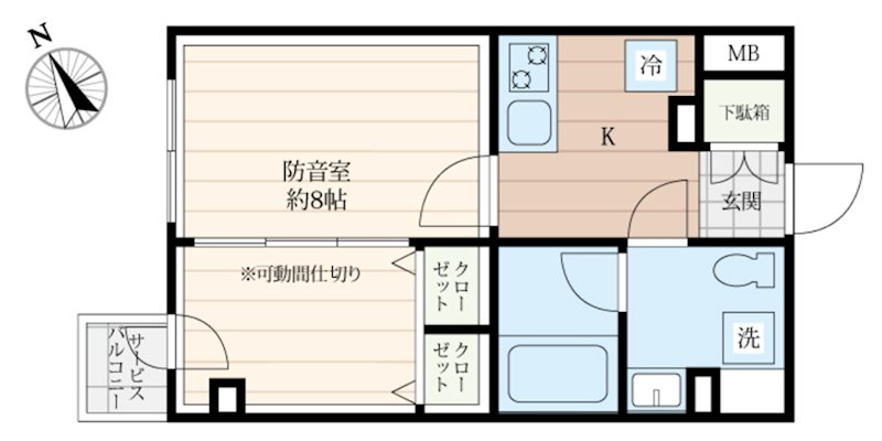 練馬区豊玉北2丁目楽器可(防音・グランドピアノ・弦・木・金管楽器・声楽・DTM)マンション 間取り