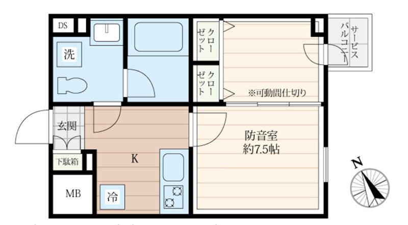 練馬区豊玉北2丁目楽器可(防音・グランドピアノ・弦・木・金管楽器・声楽・DTM)マンション 間取り
