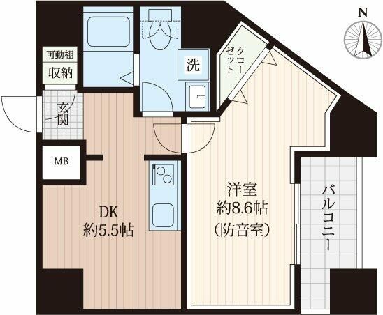 中野区中央4丁目楽器可（防音・24時間演奏・グランドピアノ・管弦楽器・声楽・DTM)マンション 間取り