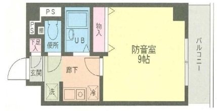 台東区谷中1丁目楽器可(防音・グランドピアノ・弦・管楽器)マンション 間取り