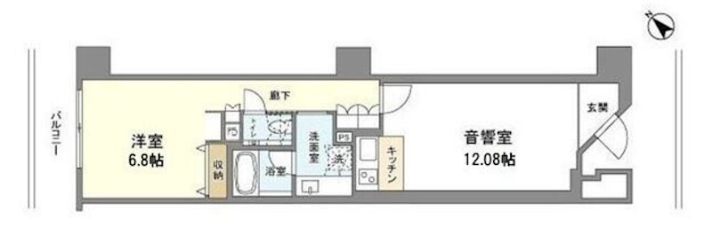 目黒区大橋2丁目楽器可（防音・ピアノ・弦楽器・マンション） 間取り