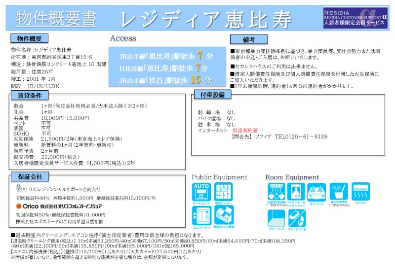 レジディア恵比寿 その他