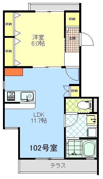 アランパル　久里浜 102号室 間取り