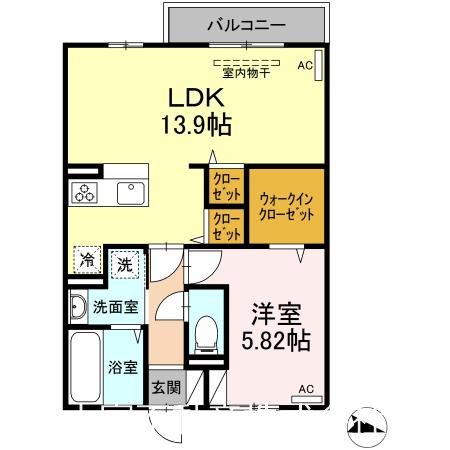 ハピネス古賀島B棟 202号室 間取り