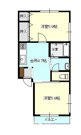 コーポ馬場Ｂ棟 間取り図