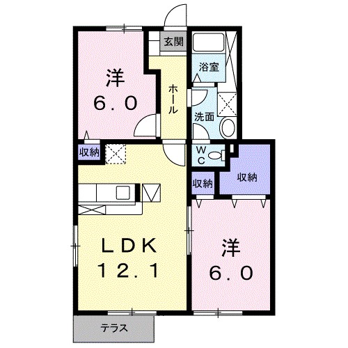 ミルトハウス：Ｄ 104号室 間取り