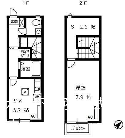 リースランド溝陸B棟 04号室 間取り