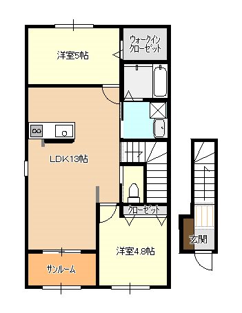 グラスフィールド　A棟 201号室 間取り