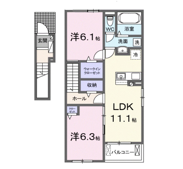 ラヴィベール．ＪＪ．Ⅰ 201号室 間取り