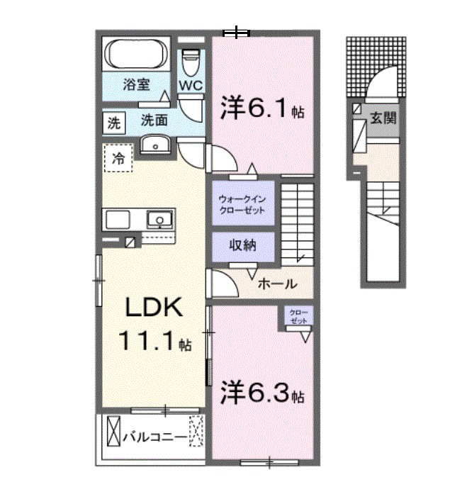 ラヴィベール．ＪＪ．Ⅰ 203号室 間取り