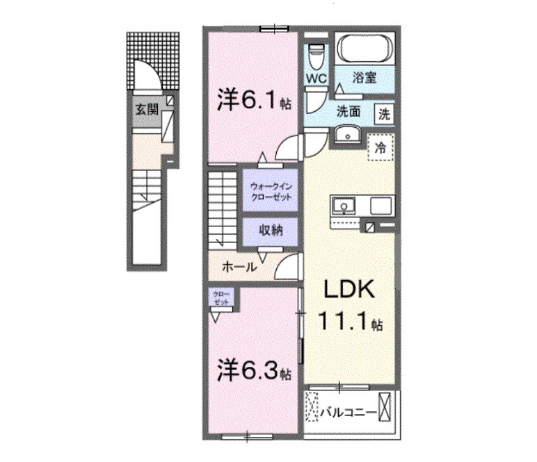 ラヴィベール．ＪＪ．Ⅰ 202号室 間取り