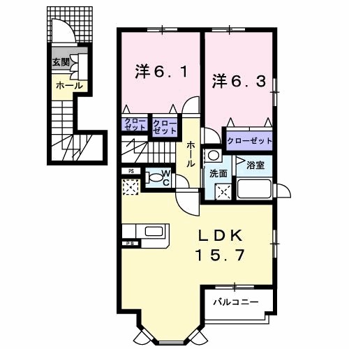 クローバー三城Ａ 間取り図