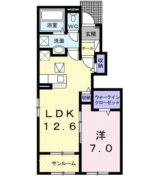 ロードサイド高来 105号室 間取り