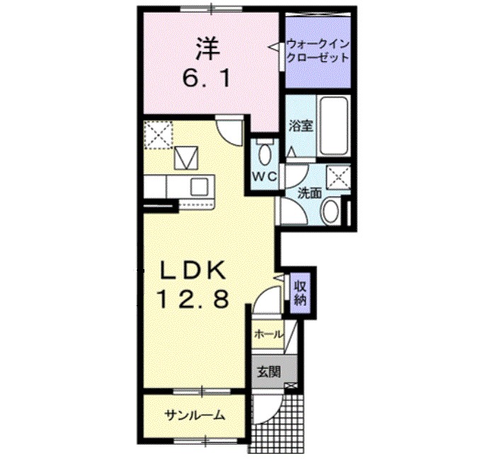 ドミシール黒丸Ｗ 104号室 間取り