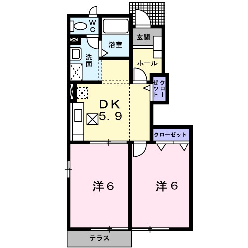 ソレアードⅢ 103号室 間取り