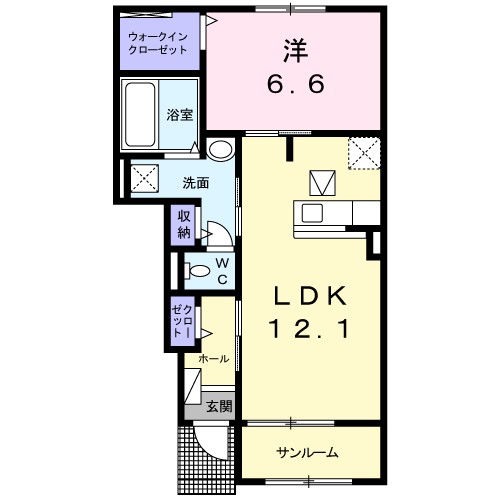 プラシードヒルⅥ 102号室 間取り