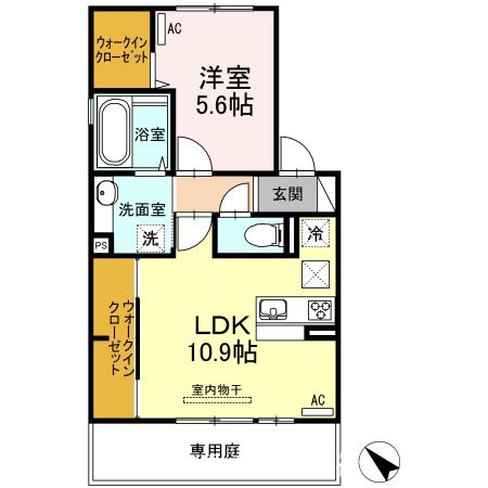 クウェイトサイレント 107号室 間取り