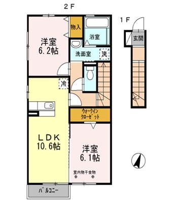 メゾンプレーヌ天竜川C 202号室 間取り