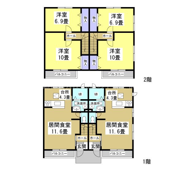 メゾネット薬師 B号室 間取り