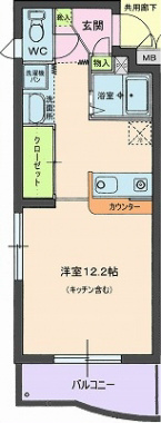 リリアーレ 1-D号室 間取り