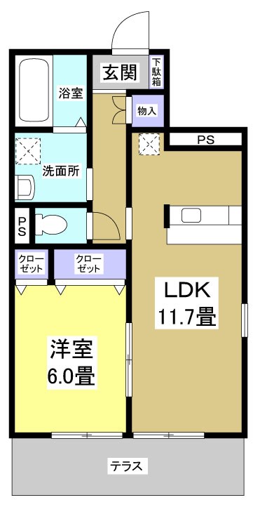 キャレフルール 101号室 間取り