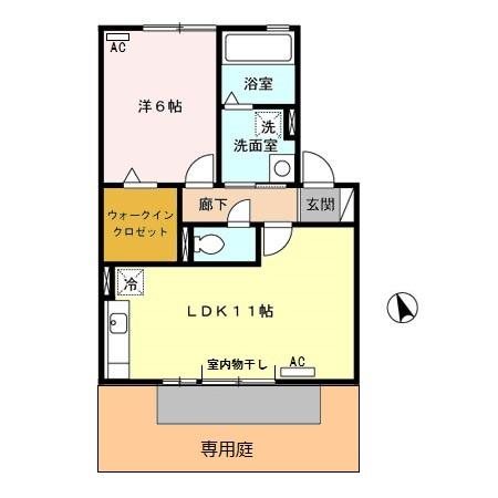リビングタウン下俣 B 105号室 間取り