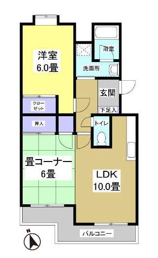 遠鉄ハイツ西ヶ崎Ｆ棟 間取り図