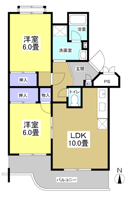 遠鉄ハイツ西ヶ崎Ｆ棟 206号室 間取り