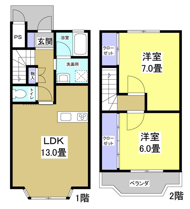 エスティハウス 1号室 間取り