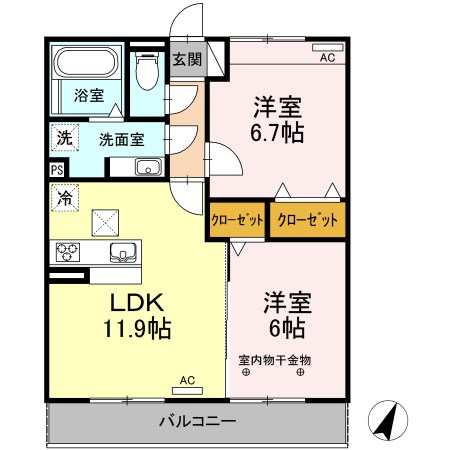 Ｓｕｐｒｅｍｅ見付　A棟 102号室 間取り