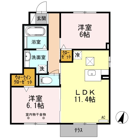 ｺﾓﾄﾞ･ｶｰｻ / ﾚｰﾍﾞﾝ･ｶｰｻ　レーベン・カーサ 101号室 間取り