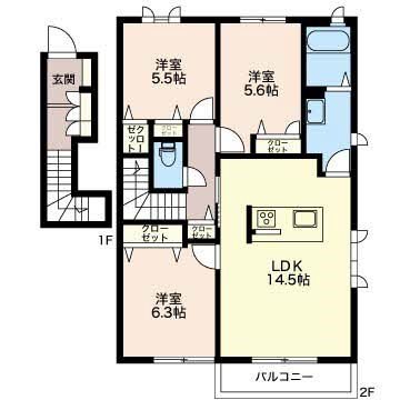 ＭａｓｔＴｏｗｎ愛野南Ｂ 202号室 間取り