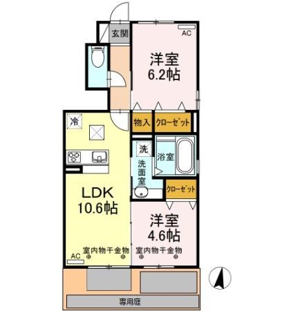 ウィットSENGEN　A棟 間取り図