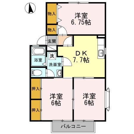 ハイカムールS　B棟 204号室 間取り