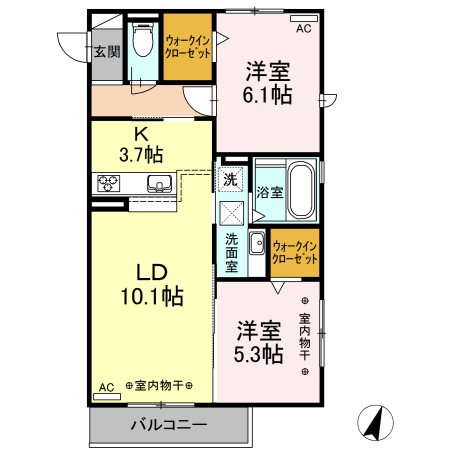 Grace Garden 201号室 間取り