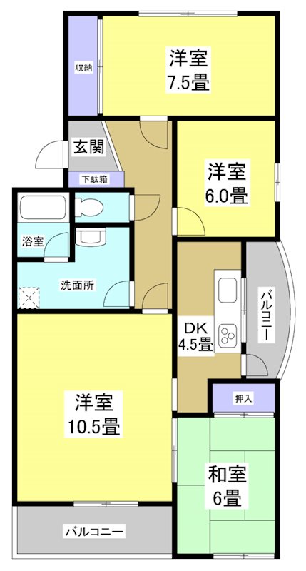 明開ハイツA 間取り図